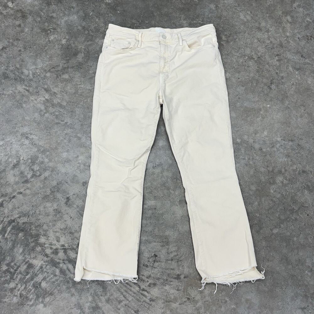 Mother The Iinsider Crop Step Fray Jeans In Chalk Ivory Womens 32 - Picture 3 of 12